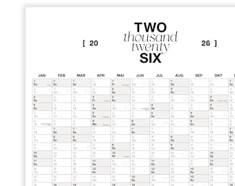 2026ワンドカレンダー | Großformatiger Jahreskalender A1 od. Magnetposterleiste zum Aufhängen 用の A2 (オプション)