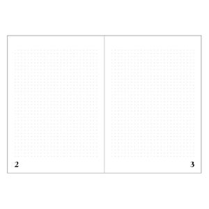 May include: A blank, white, dotted notebook with two pages open. The page numbers are 2 and 3.