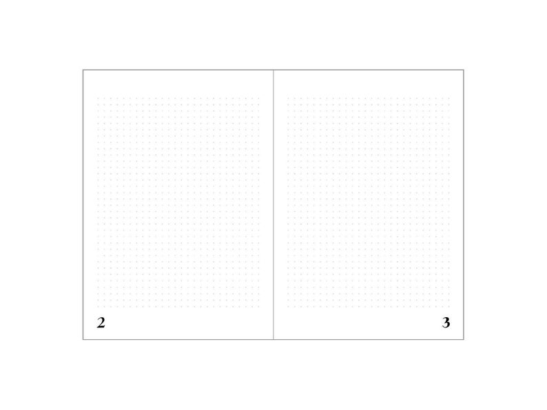May include: A blank, white, dotted notebook with two pages open. The page numbers are 2 and 3.