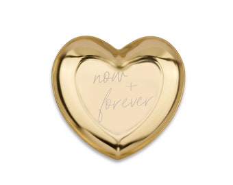 Ringschale | Herzform | mit Spruch "now + forever" | Gold | Ringhalter, Hochzeit | Geschenk | Herz | Liebe | Tablett