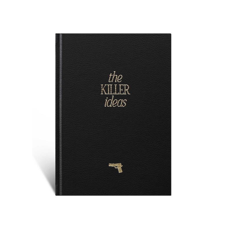 Notizbuch Bullet Journal | personalisierbar | Veganer Ledereinband | A5 | schwarz / gold | ästhetisch & hochwertig verpackt in Samtbeutel ohne Name/Initialen