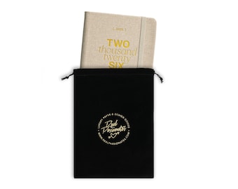 2026 Taschenkalender | A6 Jahresplaner | Beige / Gold | inkl. Säckchen | personalisierbar