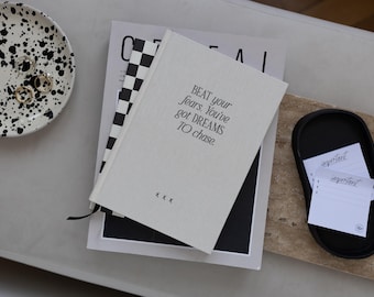 A5 Linen Notebook, "Dream Chaser" Embossed Journal, Gift Wrapped