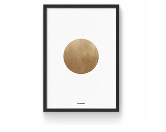 Kunstdruck mit Mond aus Goldfolie | A5, A4, A3