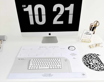 XL Design Schreibtischunterlage A2 mit Wochenplan, Prioritätenliste, Notizen, Kantenschutz, Platz für Kaffee, Schreibtischplaner, Home Office