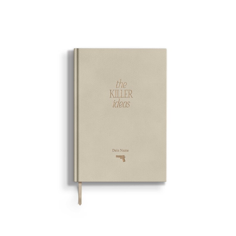 Notizbuch Bullet Journal | personalisierbar Name od. Initialien | A5 | creme / gold | ästhetisch & hochwertig verpackt in Samtbeutel mit Name/Initialen