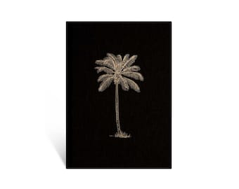 Notizbuch Palme A5, Leineneinband Schwarz / Gold, 160 Seiten, inspirierendes Mantra, inkl. hochwertiger Geschenkverpackung