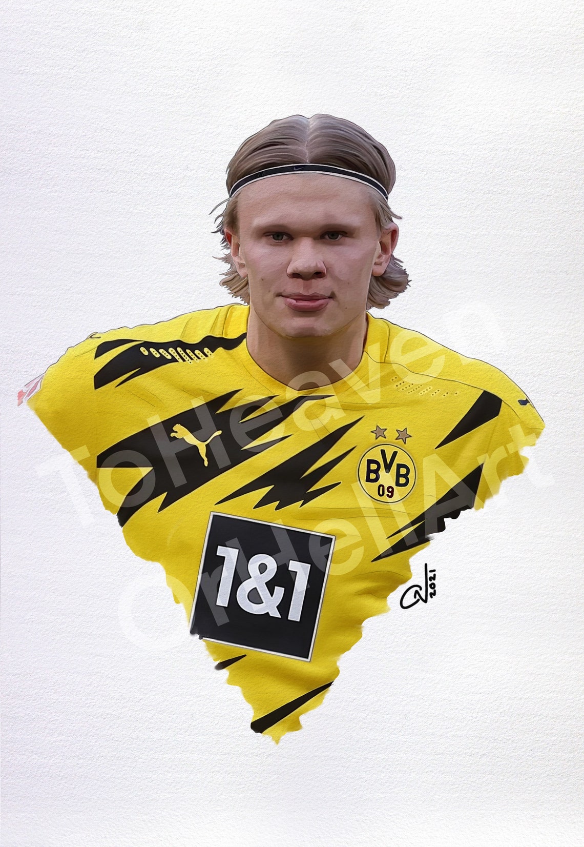 Erling Haaland Digital Drawing A4 Physical Print Etsy