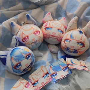 Chaveiro de pelúcia Hololive Vtuber Ball Hoshimachi Suisei Fuwamoco Fuwawa Mococo Abyssgard Sameko Saba