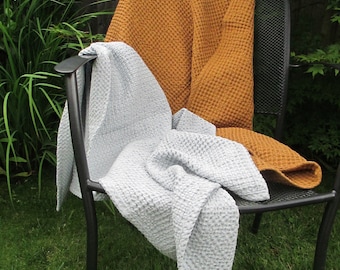 Waffle bath towel, Soft waffle towel, Sauna waffle towel, Natural linen cotton blend, Stonewashed waffle towel, Hand towel, Zero waste