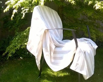 Linen blanket in wide stripes, Heavy weight blanket, Soft beach blanket, Linen picnic blanket, Linen throw blanket, Linen beach towel