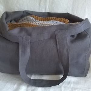 Oversized linen tote, Large linen bag with lining, Boho style bag, Linen beach bag, Linen bag in dark grey, Eco shopping bag, Biodegradable