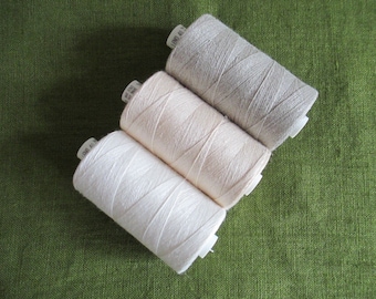Fine linen thread, Spool 500m/547yd 2 ply, Linen thread in off white, light beige or natural colour, Linen sewing thread, Biodegradable