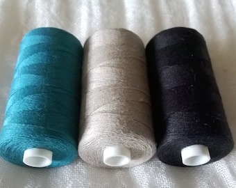 Fine linen thread, Spool 500m/547yd 2 ply, Linen thread in 3 colours, Linen sewing thread, Not waxed thread, Biodegradable, Zero waste