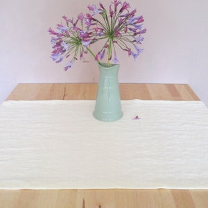 Long linen table runner in ecru, Heavy weight linen runner, Rustic table decor, Softened table runner, Stonewashed linen runner, Zero waste