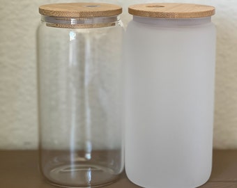 16 Unzen Sublimationsglasdose mit Bambusdeckel