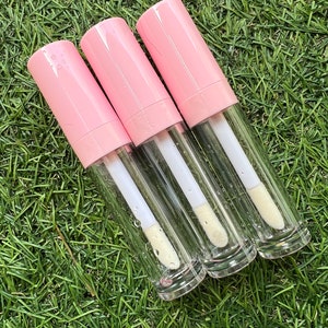 10pcs Empty Pink Cylindrical Lip gloss Tubes with soft wand | 8ml | Big Wand | With Stopper