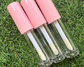 10 Pink Lip Gloss Tubes: Empty Cylindrical Bottles with Wand (8ml)