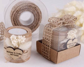 Wedding Candle Wood Party Favors for Guests in bulk | Bridal Shower Rustic Favors | Unique Favors | Tealight Holder | Thank You Favor
