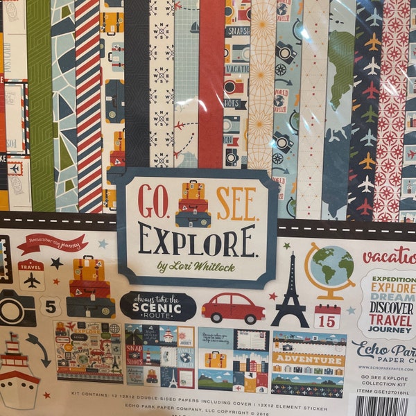 Echo Park Go. See. Explore.  by Lori Whitlock scrapbook  kit 12x12 scenic route travel