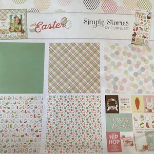 Kit de papel e adesivos Easter Simple Stories Item 7835 Papel e adesivos 12x12