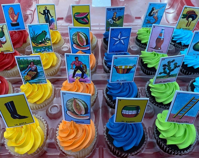 12 Loteria Cupcake Toppers Etsy