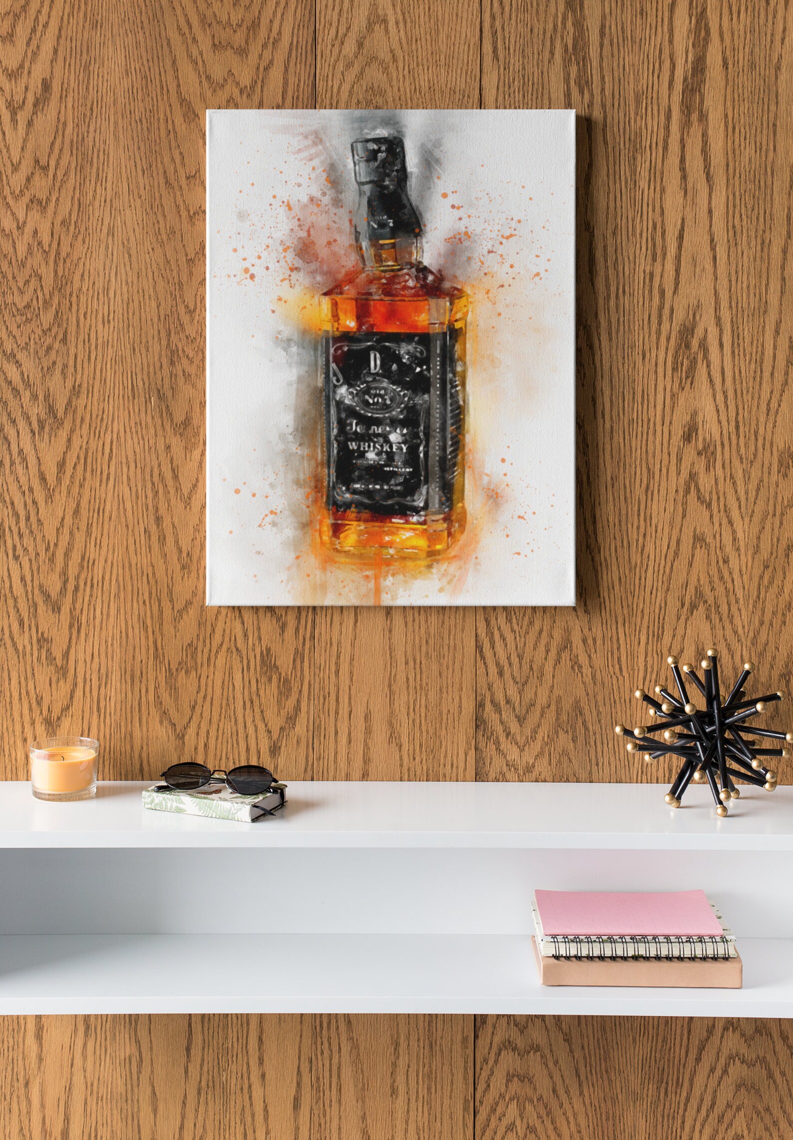 Bourbon Bottle Canvas Art Print Whiskey JD Whisky Wall Art | Etsy
