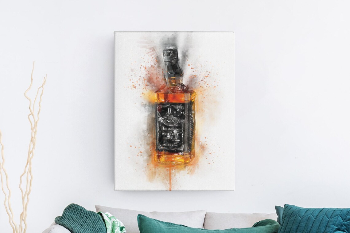 Bourbon Bottle Canvas Art Print Whiskey JD Whisky Wall Art | Etsy