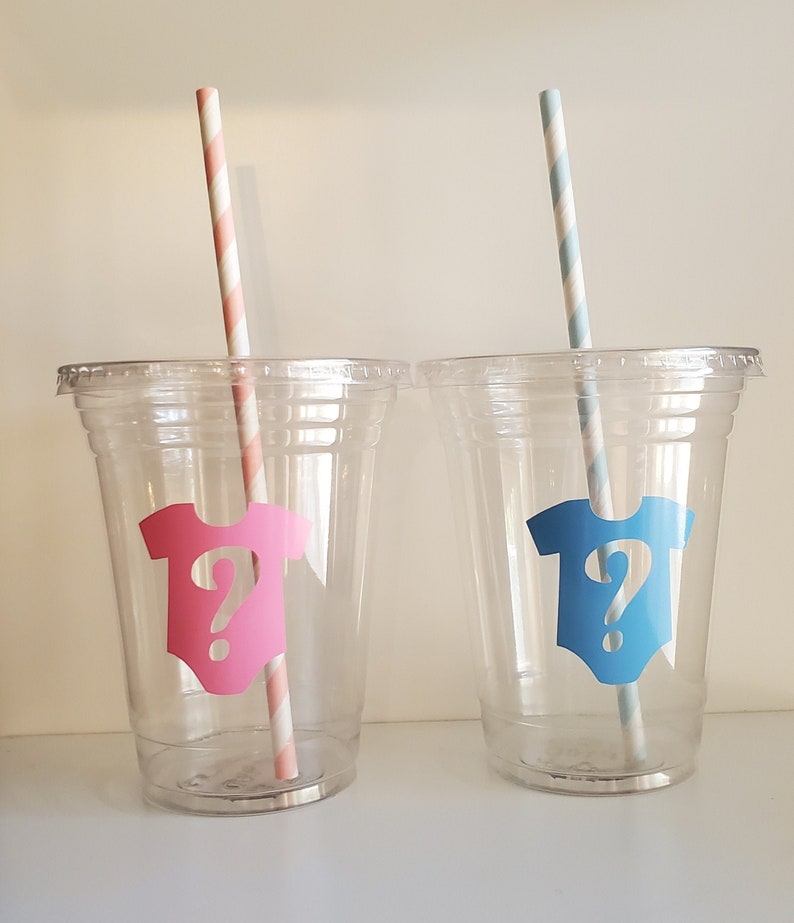 Gender Reveal Onesie Clear Disposable Cups Baby Showergender Etsy