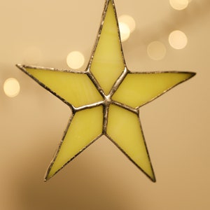 Yellow Christmas Star Tree Ornament // Christmas Decoration, Bauble, Funky Xmas Decoration, Stained Glass, Glass Bauble,