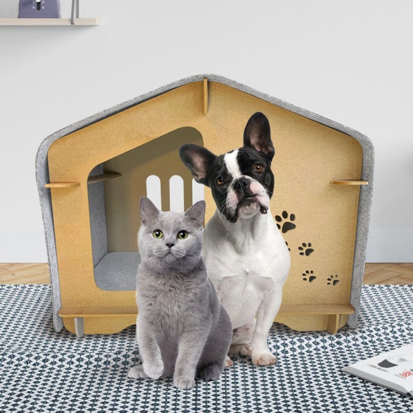 Indoor and outdoor dog house | cat cave | Dog kennel with felt roof | Cat house outdoor | Suitable for small, medium-sized pets