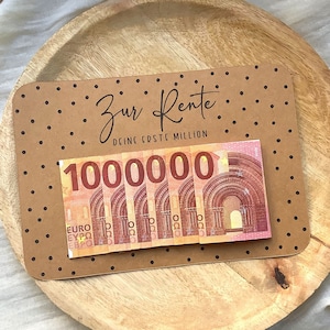 Deine erste Million Geldgeschenk Rente Druckvorlage Karte zum ausdrucken PDF schenken DIY Geschenk basteln Direkter Download