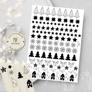 Candle tattoo Christmas symbols PDF template candle tattoos candle stickers DIY gift idea stick candles Advent candle tattoo Christmas Hygge