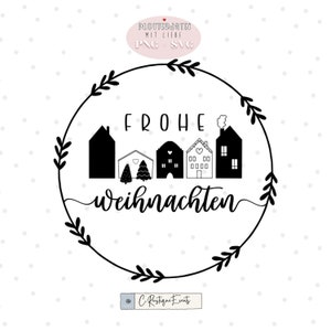 Plotterdatei Frohe Weihnachten Kranz Hygge Haus Tannenbaum SVG & PNG Dateien Weihnachtsgeschenk Winter Advent skandinavische Farmhouse