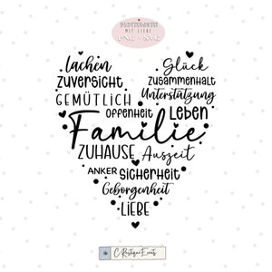 Plotterdatei Herz Familie Sprüche SVG & PNG Dateien Geschenk