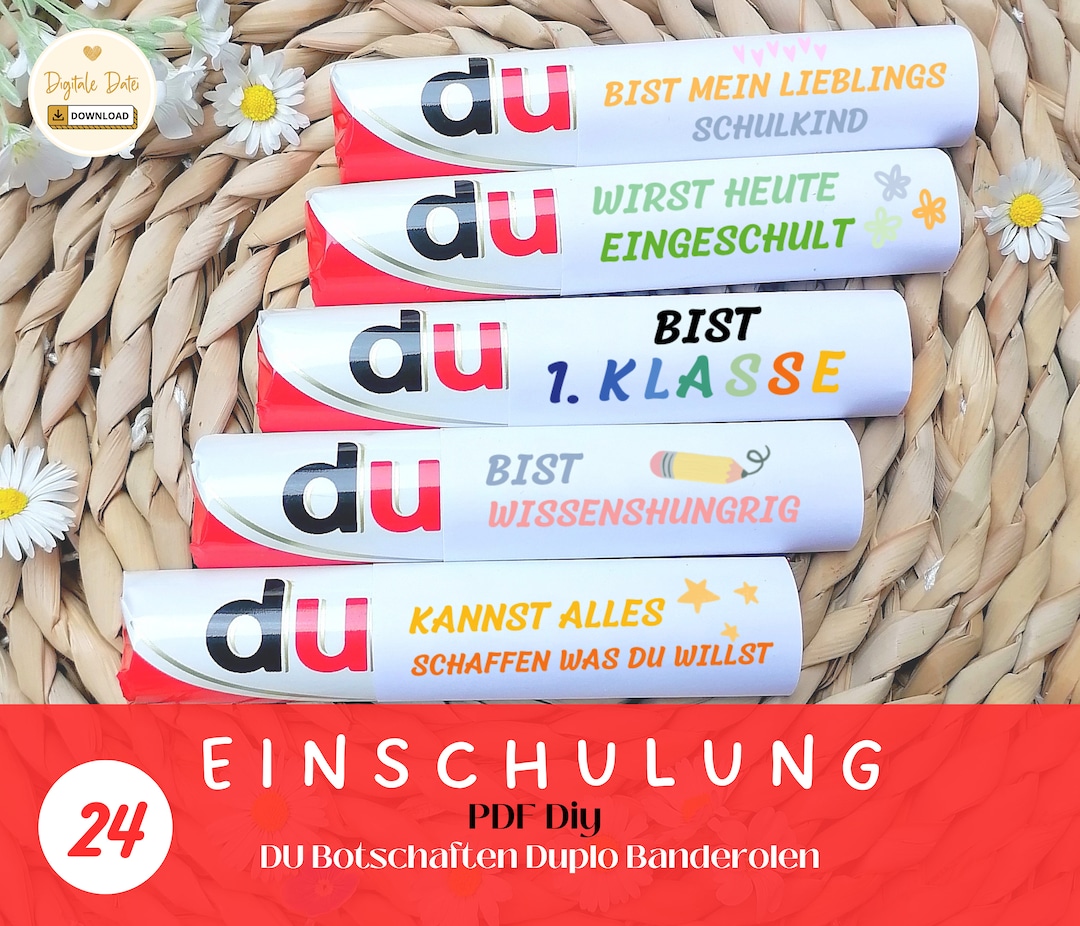 Duplo Banderole Einschulung Du Botschaften 1.Klasse Schulkind Geschenk