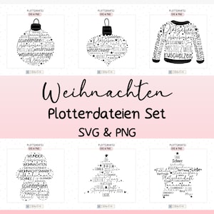 Plotter file Christmas sayings gingerbread man star Christmas tree sweater Christmas tree ball SVG & PNG files Christmas present winter advent