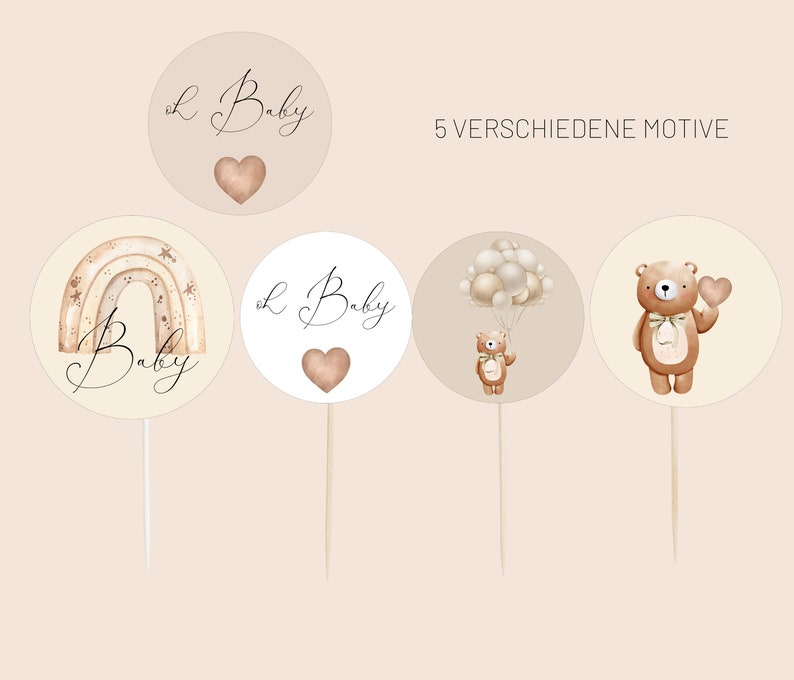 Babyparty Cupcake Topper Diy PDF A4 Zum Ausdrucken Gender - Etsy