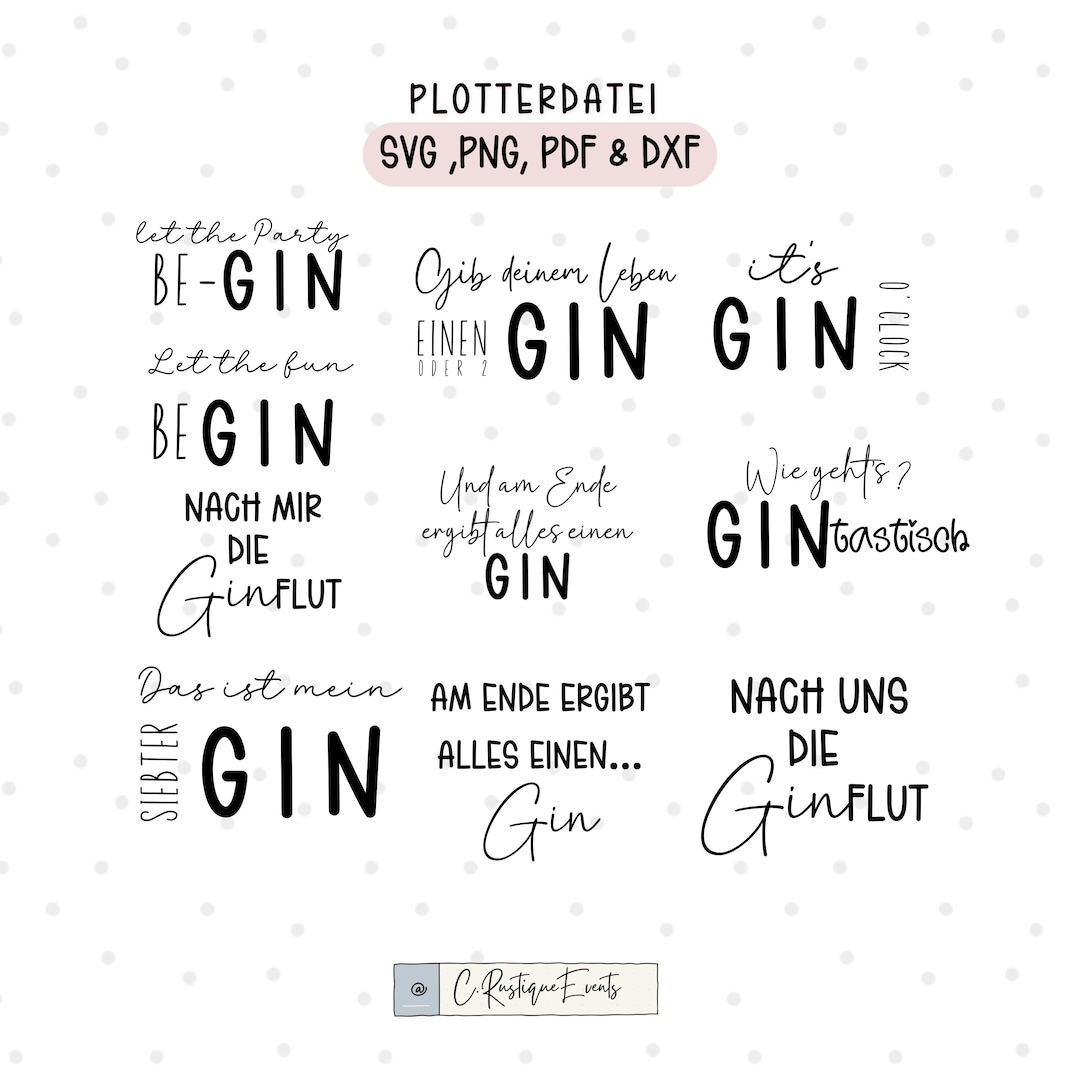 Plotterdatei Gin Sprüche lustig 10 SVG, PNG Pdf & Dxf Dateien