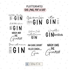File plotter Gin detti divertenti 10 SVG, PNG Pdf e Dxf file macchina da taglio plotter amore alcol detti GIN