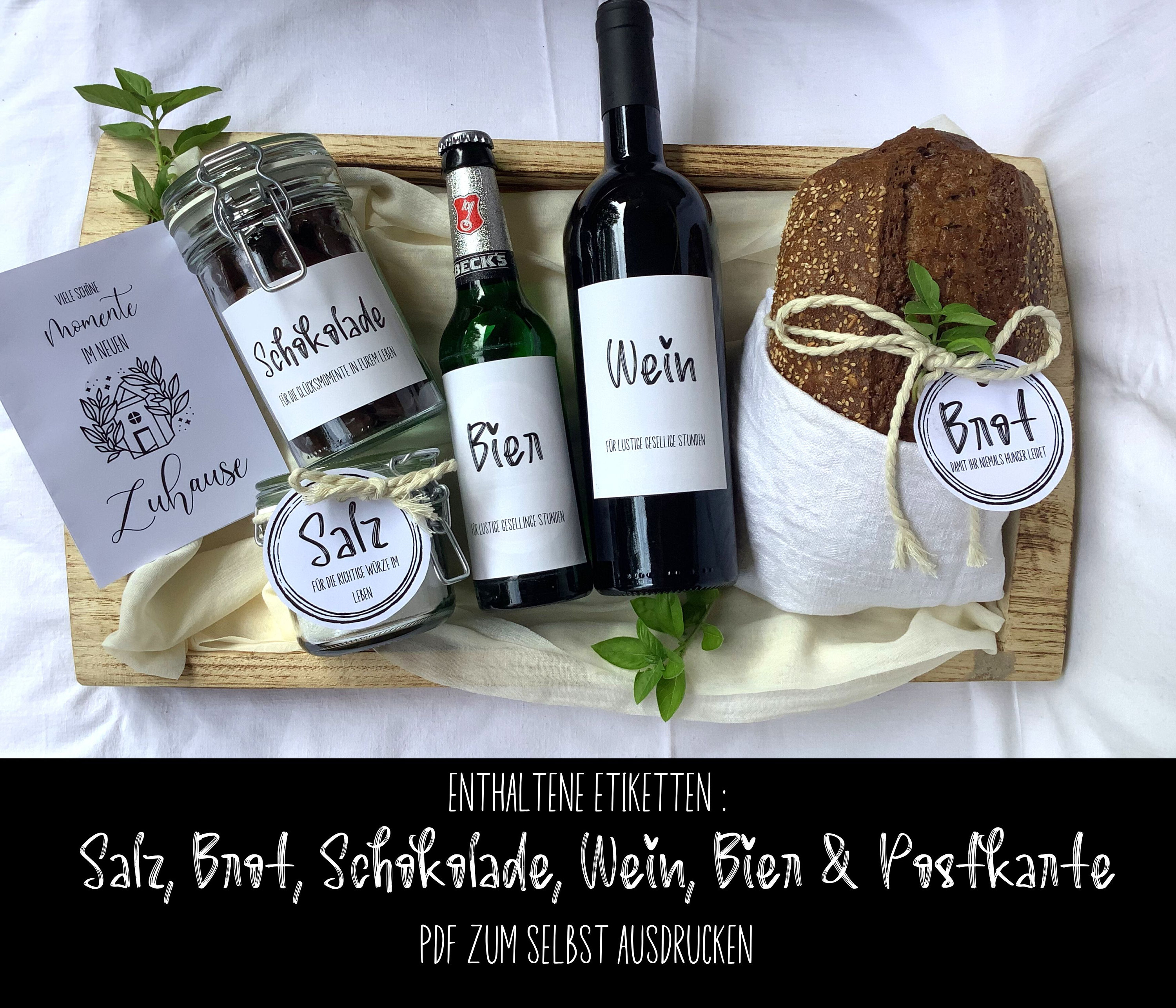 Einweihungsgeschenk Brot Salz Wein Etiketten zum ausdrucken - Etsy ...
