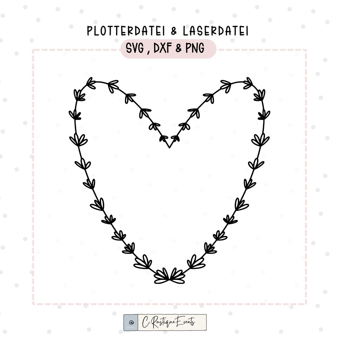 Lavender Heart Plotter File SVG, DXF & PNG Files Cutting Machine File ...
