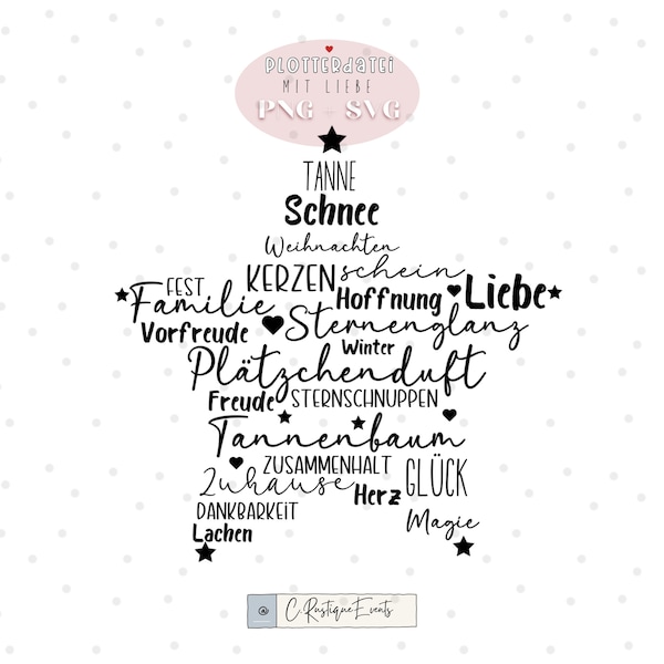 Plotterdatei Weihnachten Sprüche SVG & PNG Dateien Weihnachtsgeschenk Winter Advent Weihnachten Stern