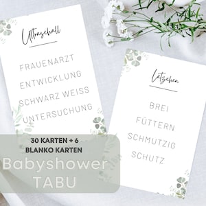 Baby shower taboo pdf baby shower games printable A4 gender neutral baby shower activities ideas baby shower memories