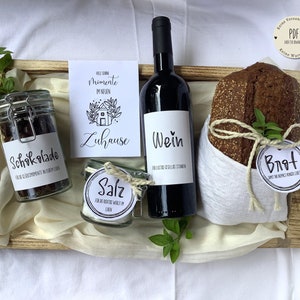 Housewarming Gift Bread Salt Wine Labels Printable Instant Download PDF DIY Housewarming Gift Homeowner Topping Out Moving House