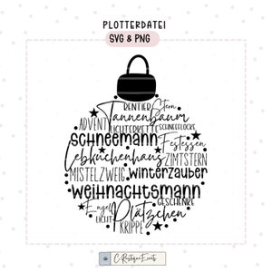 Archivo de trazador Refranes navideños Bola de Navidad SVG & PNG archivos Regalo de Navidad Invierno Adviento Navidad adorno de árbol de Navidad