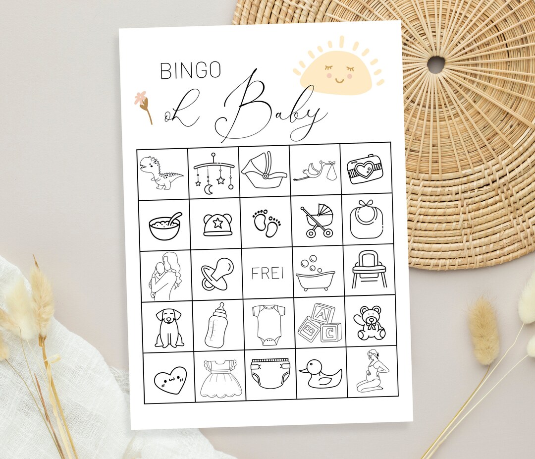 Babyparty Bingo pdf Babyparty Spiele zum ausdrucken A4 A5 gender