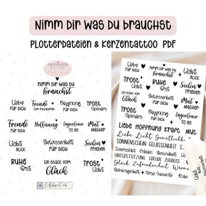 Plotterdatei nimm dir was du brauchst SVG & PNG + Kerzentattoo PDF Vorlage Dateien Schneidemaschine Plotterliebe  Wasserschiebefolie