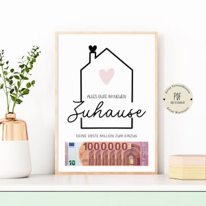 Regalo de inauguración de la casa, su primer regalo de un millón de dólares, imprima y descargue directamente el PDF A4 Regalo de inauguración de la casa de bricolaje, ceremonia de finalización del propietario