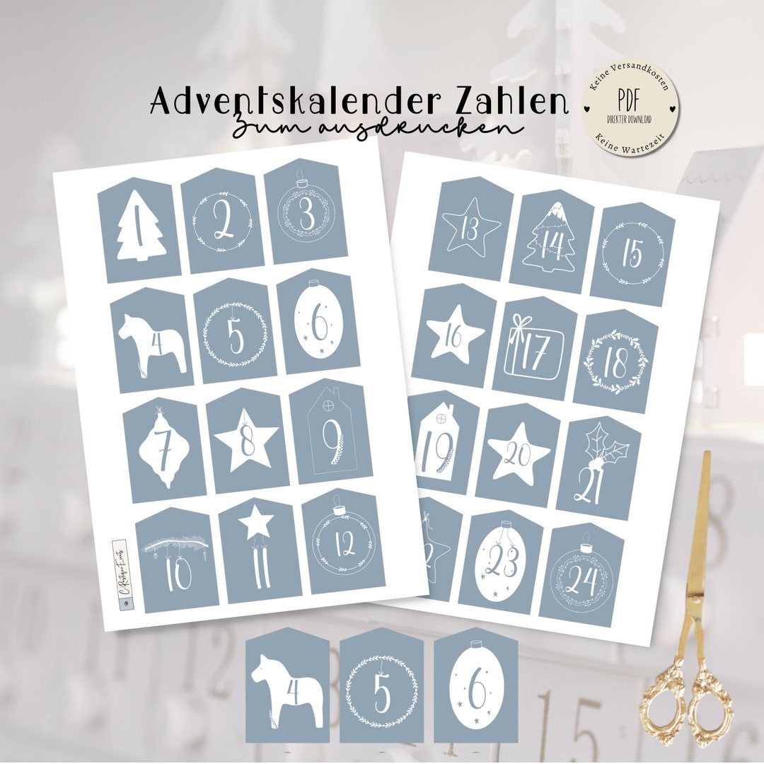  Advent Calendar Numbers to Print Out PDF DIY Gift Idea Advent Cheap 
